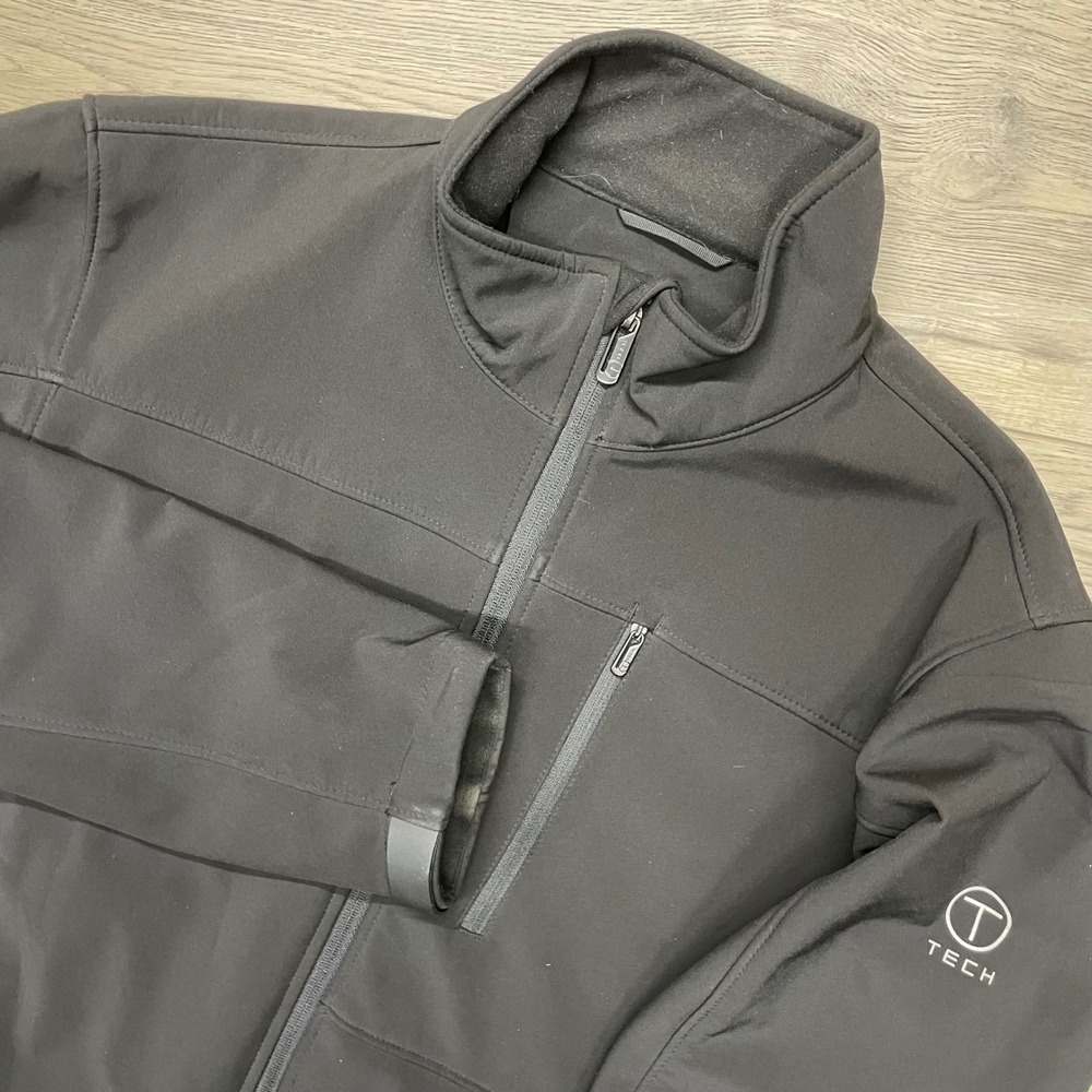 Tumi Tech Softshell Jacket Mens Large Black Full Zip Mock Neck L8JLK TT-0012